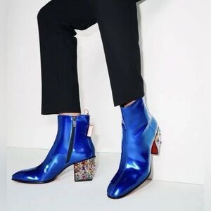 Christian Louboutin &Marvel Metallic Blue men  
Ankle Boot with Embellished Heel